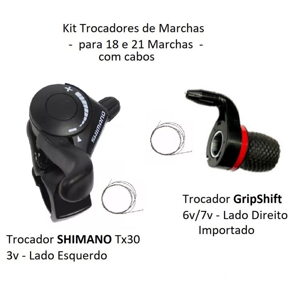 Kit Trocadores de Marchas 18/21Marchas Shimano Tx30 Lado Esquerdo 3v GripShift Importado 7v Direito