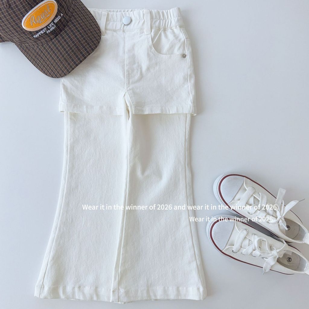 Estilo coreano meninas moda cor sólida calças largas outono crianças soltas casuais calças de cintura alta roupas infant