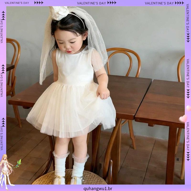 Meninas vestido de verão bebê menina vestido de verão colete Pettiskirt crianças verão vestido de princesa roupas infant