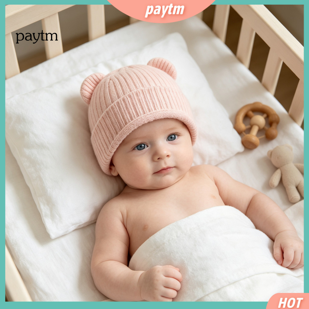 Cozy Winter Hat for Baby Boys Girls Infant Warm Cap Knitted Bear Ear Soft Stretchy Skull for Newborns Infants Toddlers f