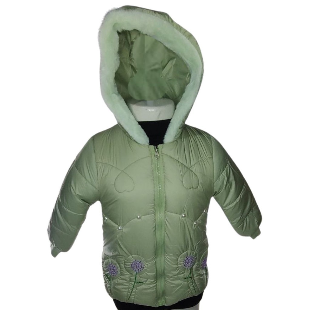 Jaqueta De nylon Infant Florzinha Cor:Verde;Tamanho:2-3 Anos