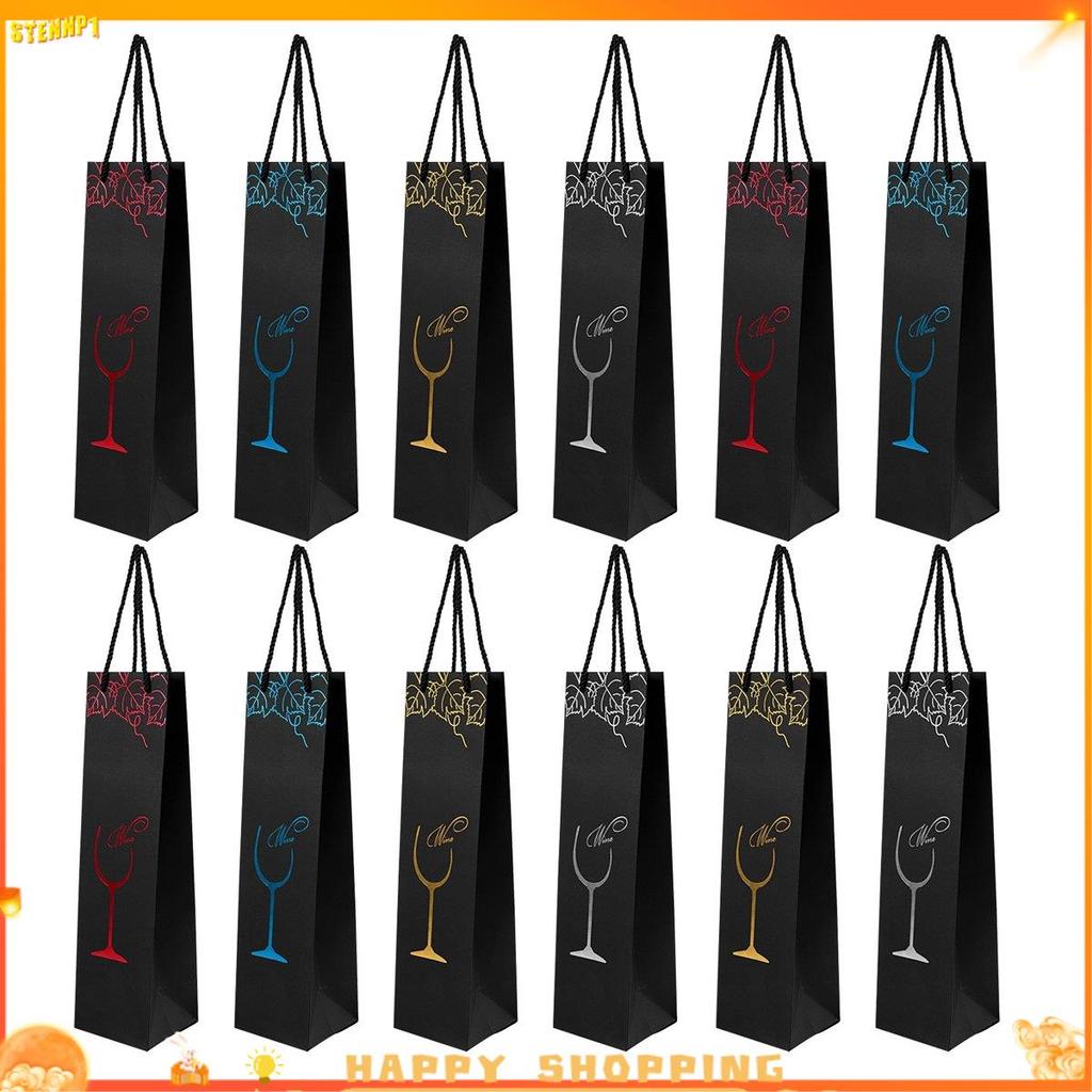 Brj312pcs Sacos De Vinho De Papel Saco De Presente Vermelhos Sacola De Garrafa Única Bolsa De Mão Transporte Bolsas Orga