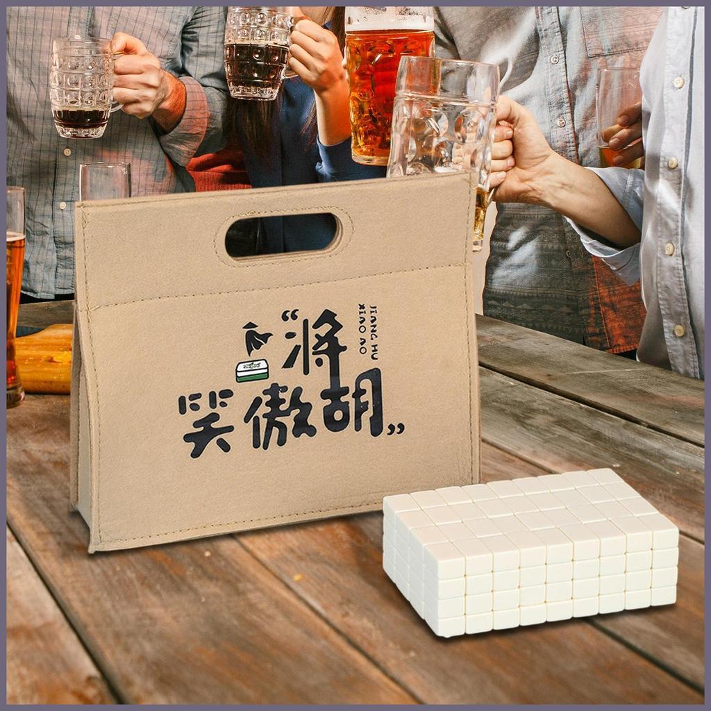 Conjunto De Mahjong Portátil Toalha De Mesa Saco De Transporte Dados Telha Régua Pequena Jogo Para Amigo Noite Fithobr