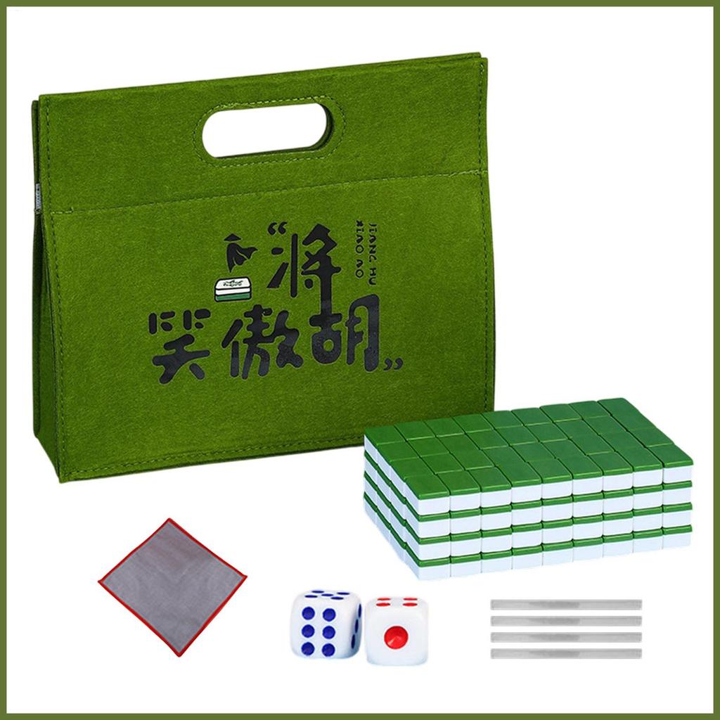 Mahjong Jogo Conjunto Pequena Toalha De Mesa Saco De Transporte Dados Telha Régua Para Amigo Noite hotedsbr