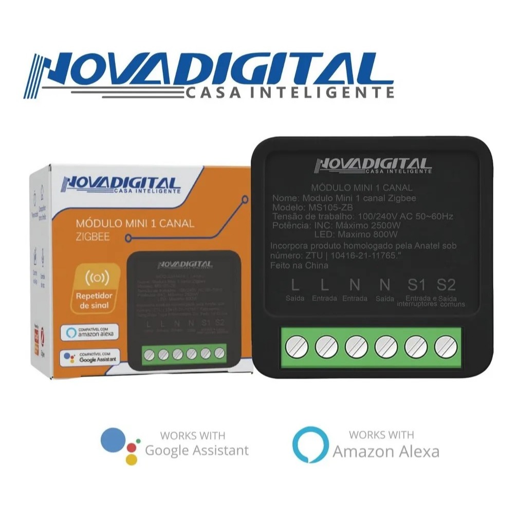 Interruptor Zigbee Inteligente 1 Canal 16A | Controle por Celular, Alexa e Google | Necessita Hub