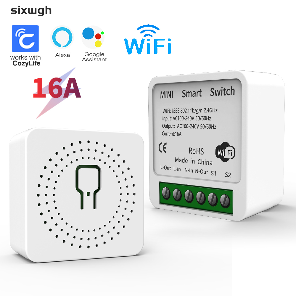 WiFi Smart Mini Switch 16A Controle De Voz Funciona Com Alexa Google