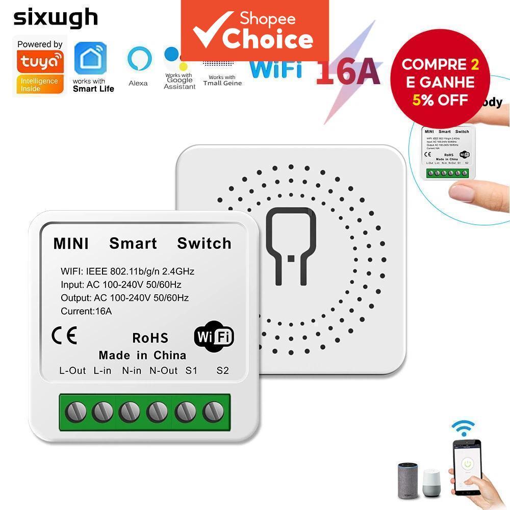 Interruptor inteligente WiFi 16A com temporizador, compatível com Tuya, Smart Life APP, Google Home e controle por voz