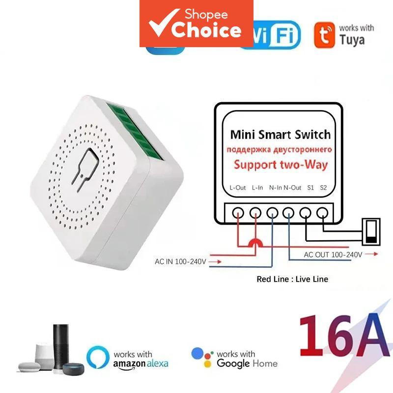 Interruptor Mini WiFi AXUS 16A 2 Vias, Controle Inteligente Remoto por Relé, Temporizador, Compatível com Alexa e Google