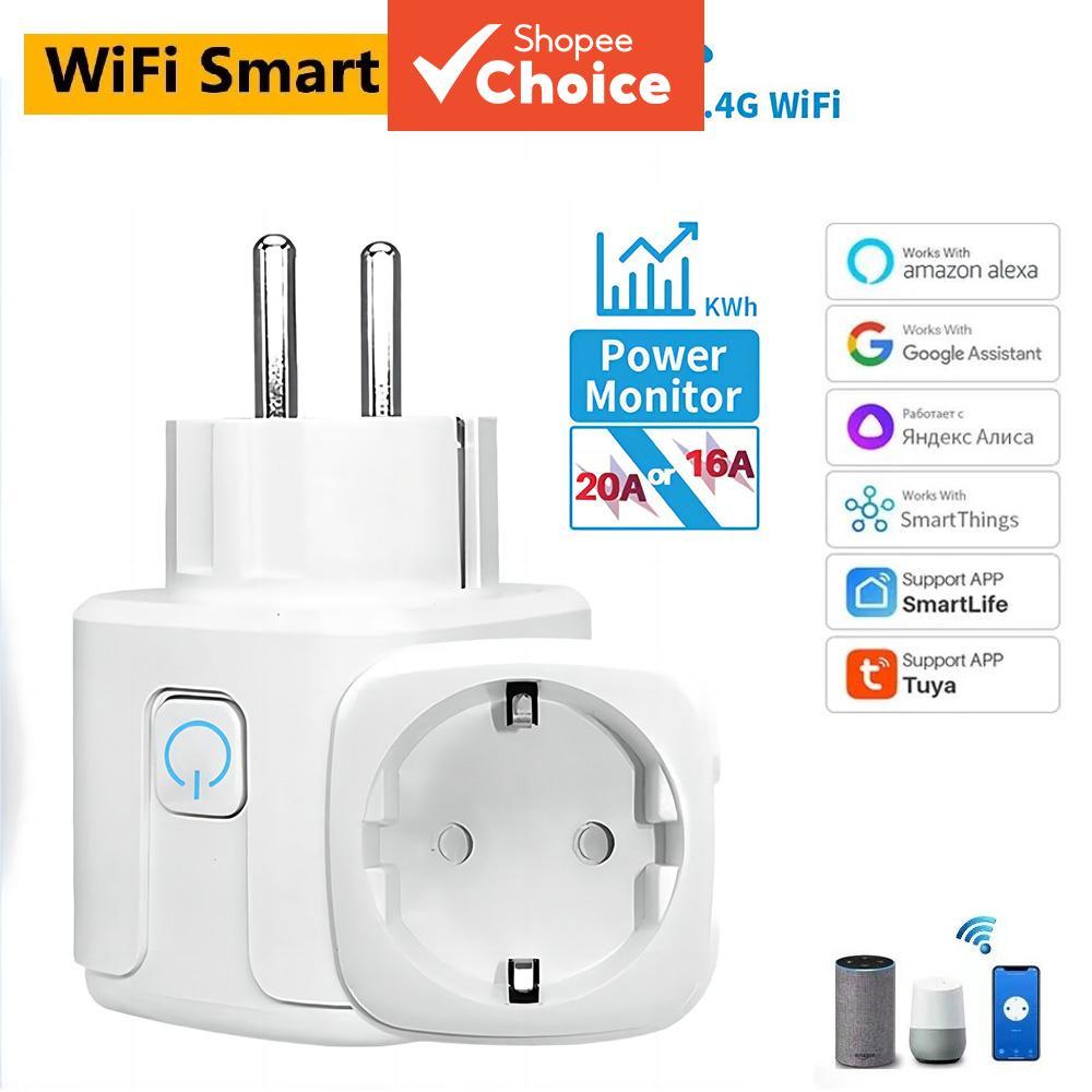 Tomada Inteligente WiFi AXUS Monitor de Energia 16A/20A, Temporizador, Controle por Voz, Compatível com App Tuya Smart