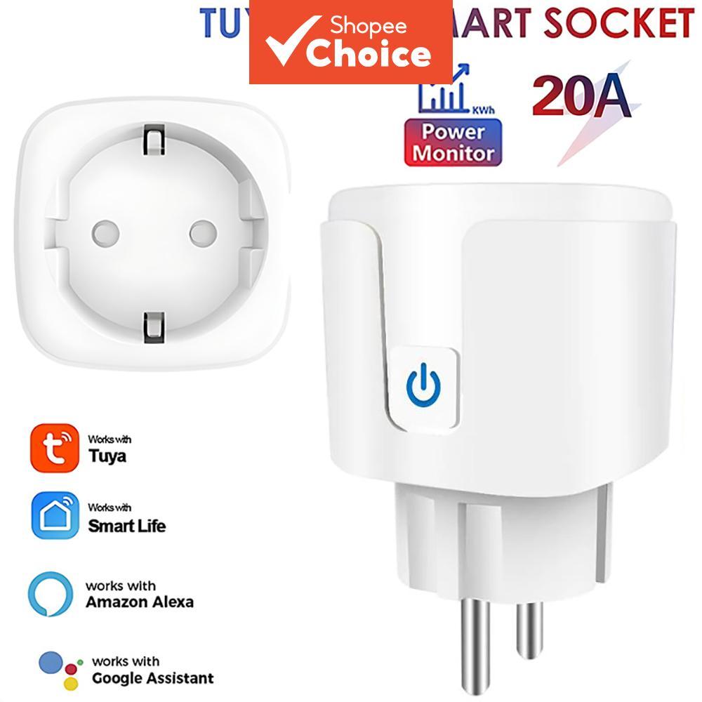 Tomada Inteligente AXUS WiFi Temporizador EU 16A/20A Plugue Monitor de Energia Controle por Voz Compatível com o App