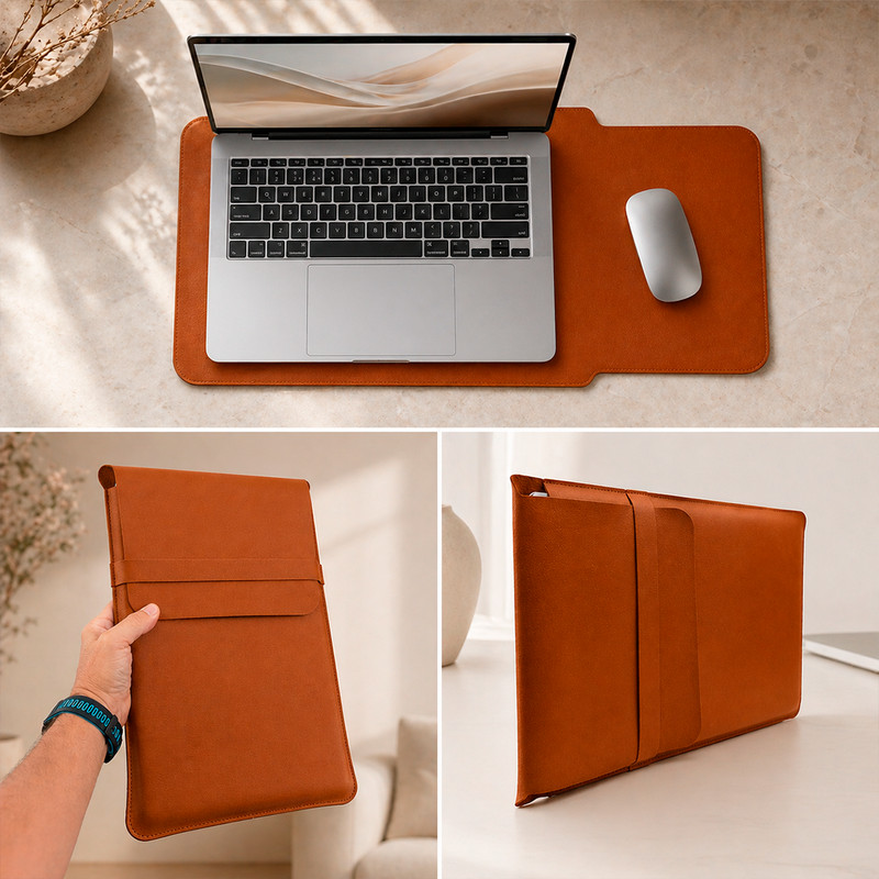 Capa Bolsa Porta Notebook MacBook 2 em 1 Mouse Pad Sintético 13 15 17 Elegante Garanta Já