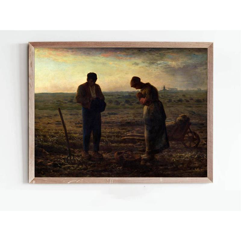 Pintura Em Tela The Angelus A Óleo Jean Millet Arte Vintage Decoração De Casa