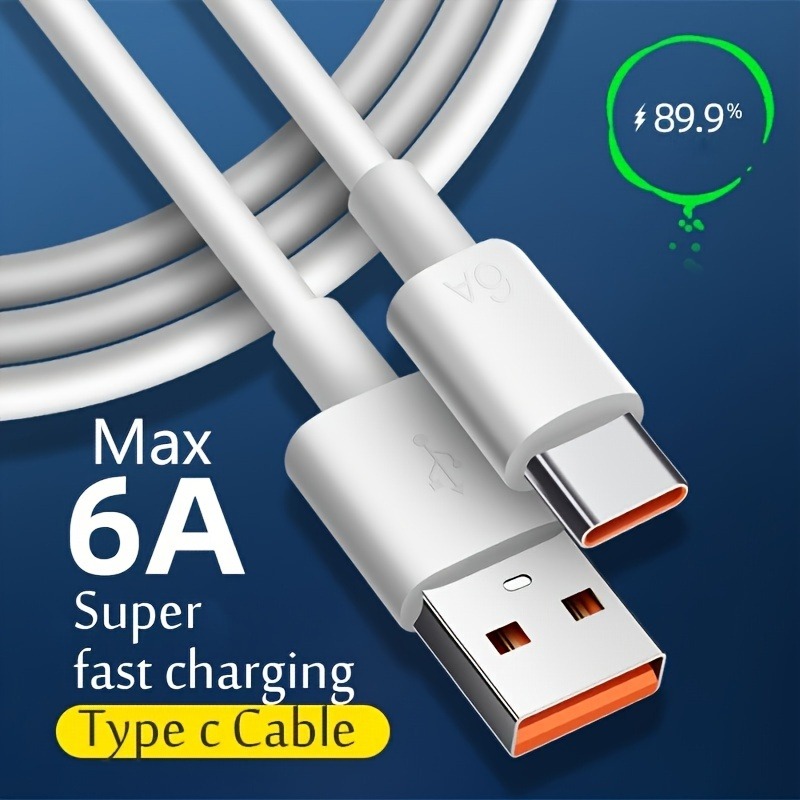 Cabo de Dados 6A Tipo-C Compatível para Huawei Millet Vivo Glory Redmi com Carregamento Rápido de 1 Metro