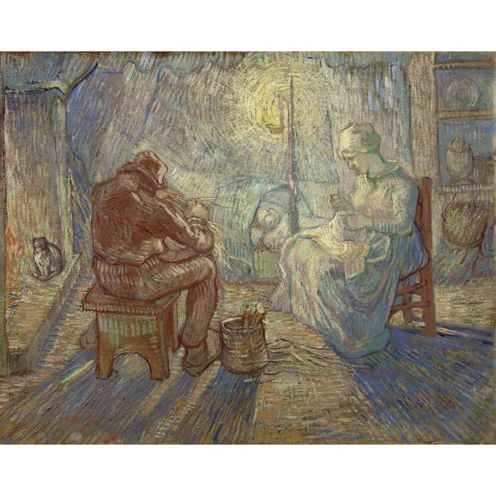 Anoitecer - Homenagem à Millet (1889) - Vincent van Gogh - Tela Canvas Para Quadro
