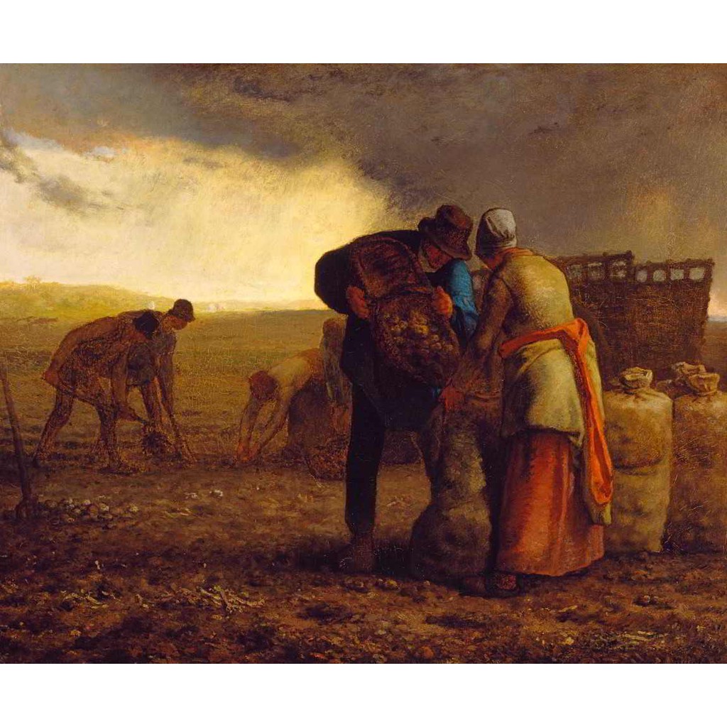 Colheita de Batatas - Jean-François Millet - Tela Canvas Para Quadro