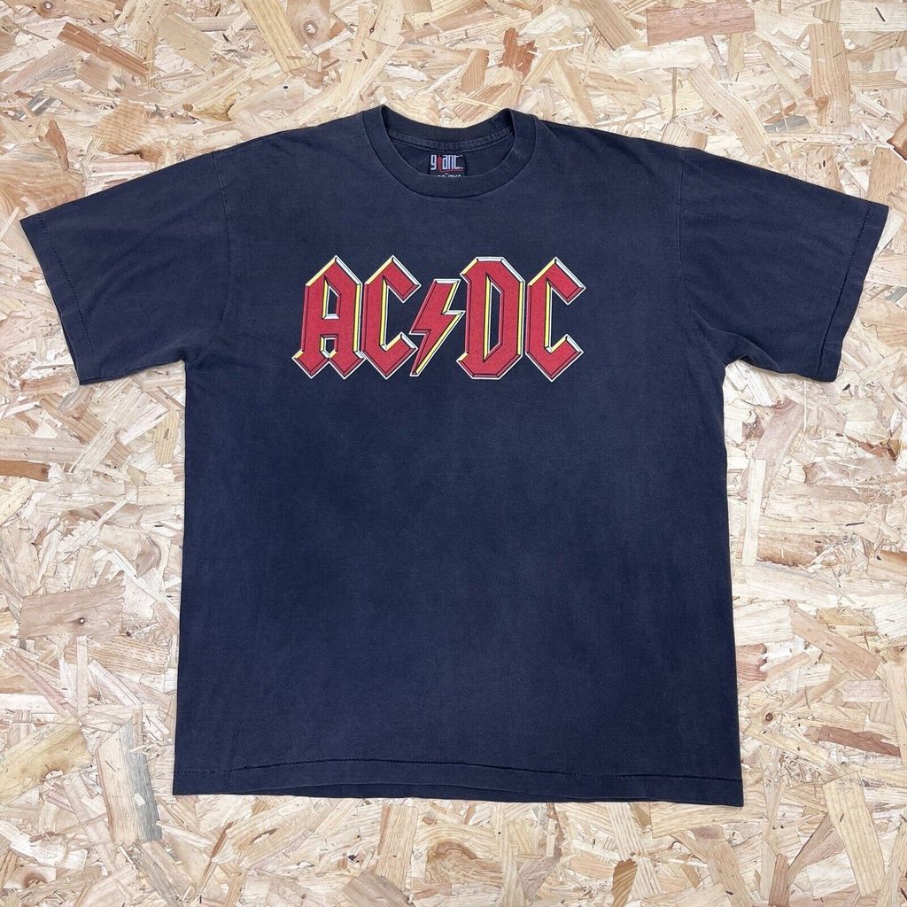 ACDC Banda Simples Estilo Rock vintage Retro Trendy Dropped Ombro Atmosfera Manga Curta Homens Mulheres Camiseta de Algo