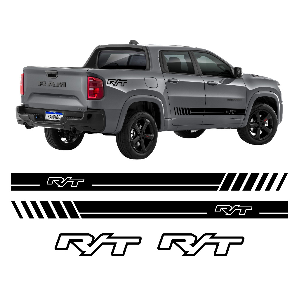 Kit Adesivos Ram Rampage Rt R/t Faixas Laterais E Emblemas Carro Personalizado RM11