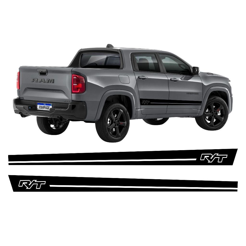 Adesivos Ram Rampage Rt Faixa Lateral Par Personalizado Preto Brilho Rm3