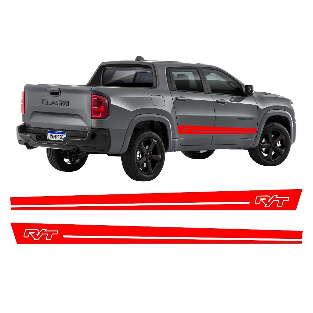 Adesivos Ram Rampage Rt Faixa Lateral Par Personalizado Vermelho Rm6