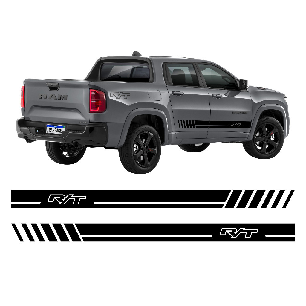 Adesivos Ram Rampage Rt Faixa Lateral Acessorios Par Preto Brilho Rm10