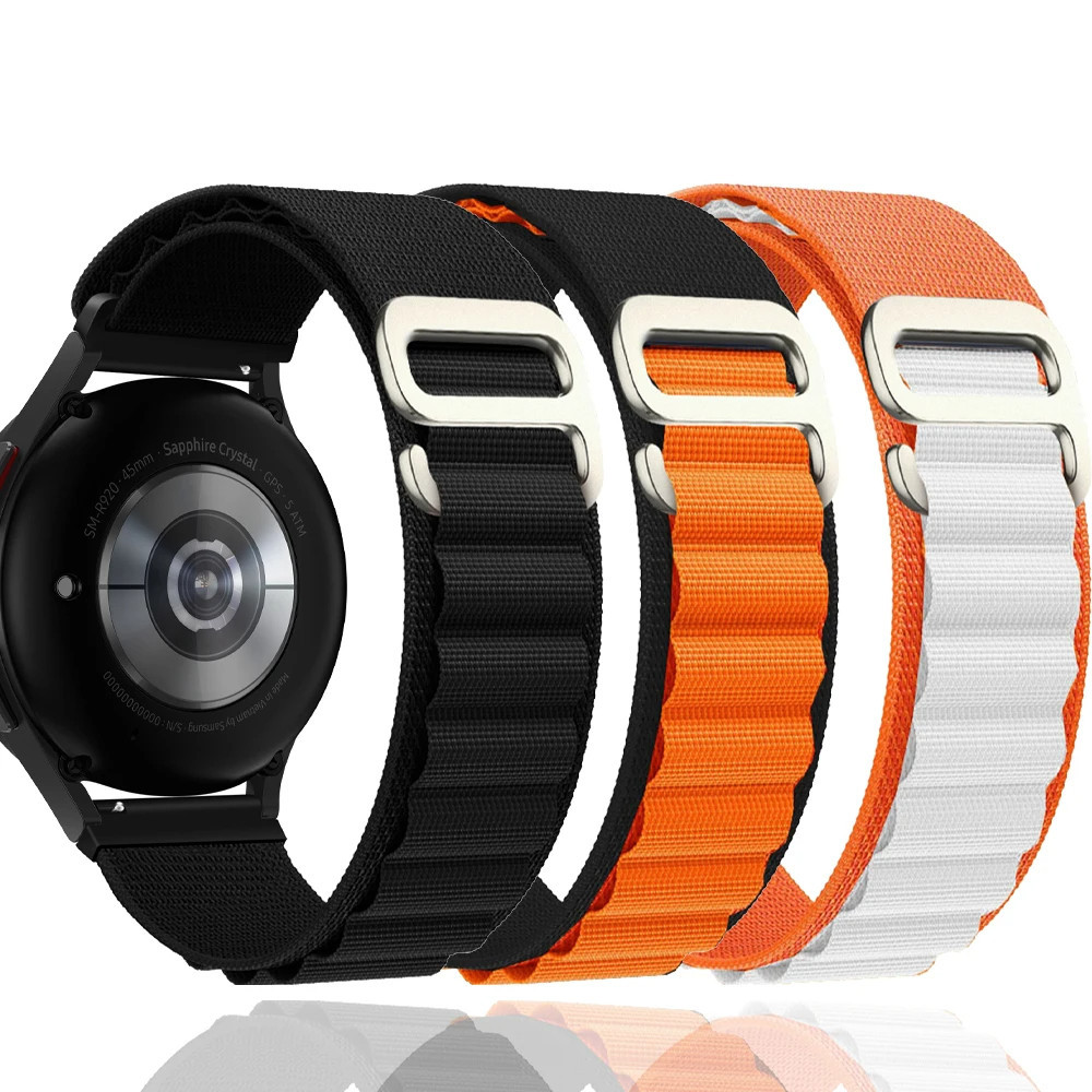 20mm 22mm Faixa Elástica De Nylon Elástico De Laço Alpino Para Relógio Samsung Galaxy 4 5 6 Pro MI Watch S1 Active2 Gear S3 GT2/3