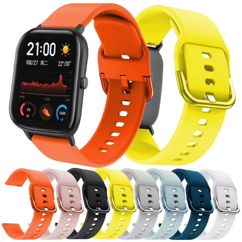 Pulseira Silicone com Fecho de Aço 20MM/22MM para Samsung Galaxy Watch3 Active2 GTS3 GTR42/47mmGTR3/PRO