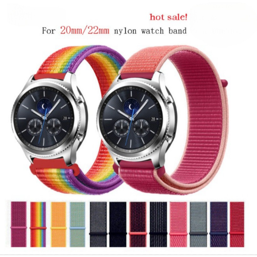 Pulseira Premium Nylon Velcro Para 20/22mm Compatível Galaxy Watch3 Active2 GTS3 GTR42/47mmGTR3/PRO FIT BIP GTS 2MINI