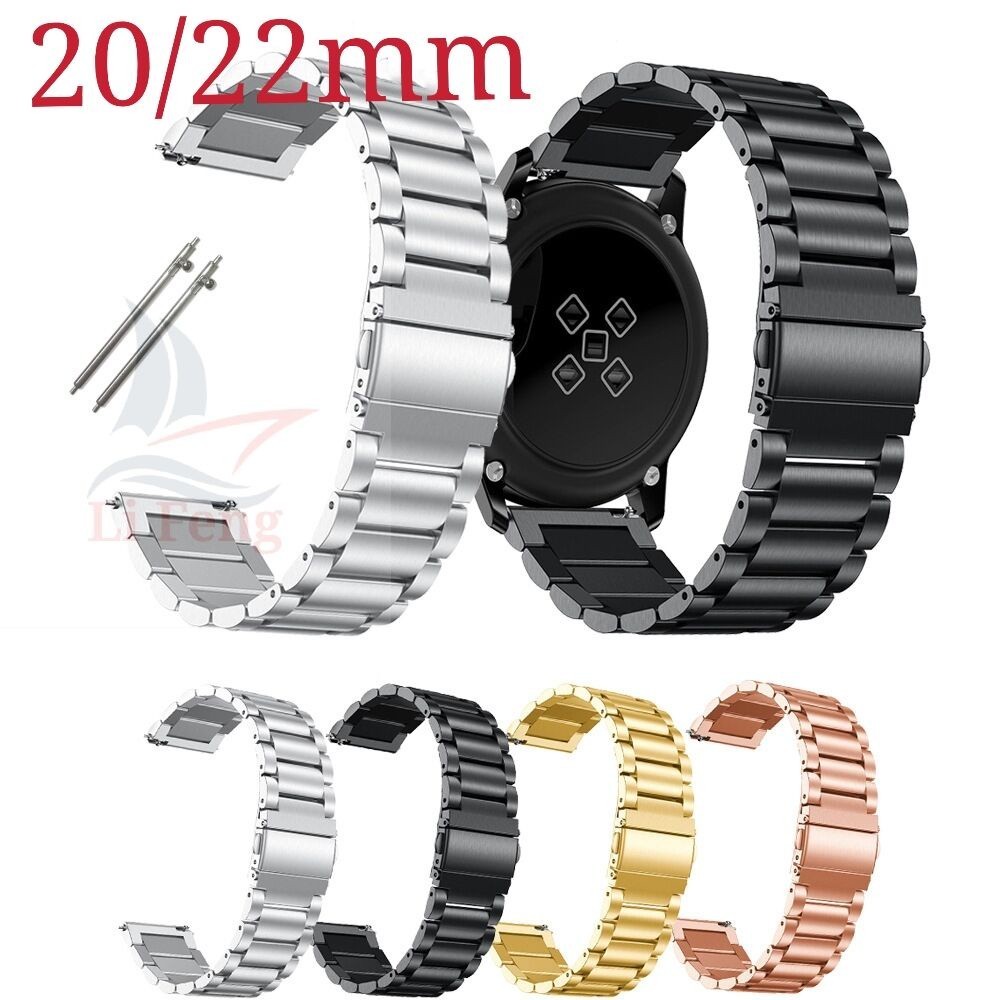 Pulseira Aço 3 Elos Inoxidável Gomada Para Smartwatch Active2 Watch3 Gts Gtr42/47 Gtr3/pro 20/22mm