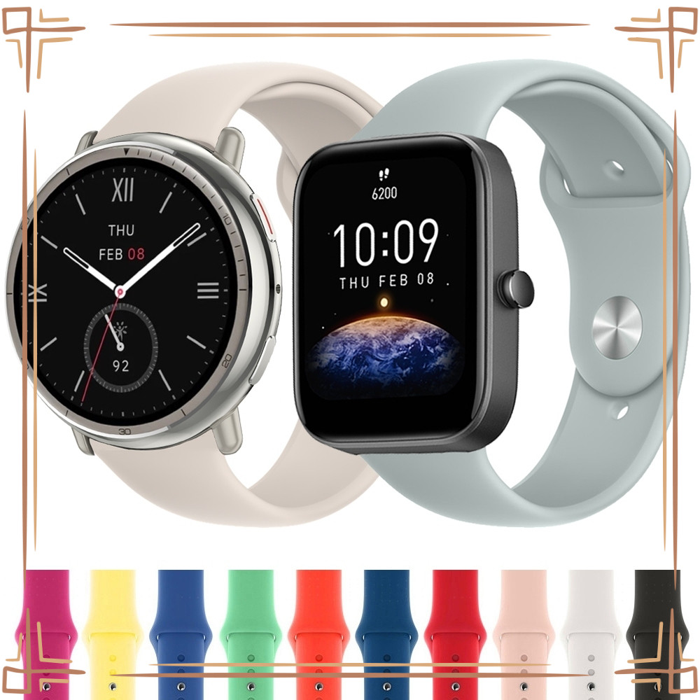 Adaptador de pulseira de silicone esportiva de 20mm para Amazfit2 Square Active2 GTS4Mini 4 3 2 2e 2Mini Bip3 Su Pro. Pu