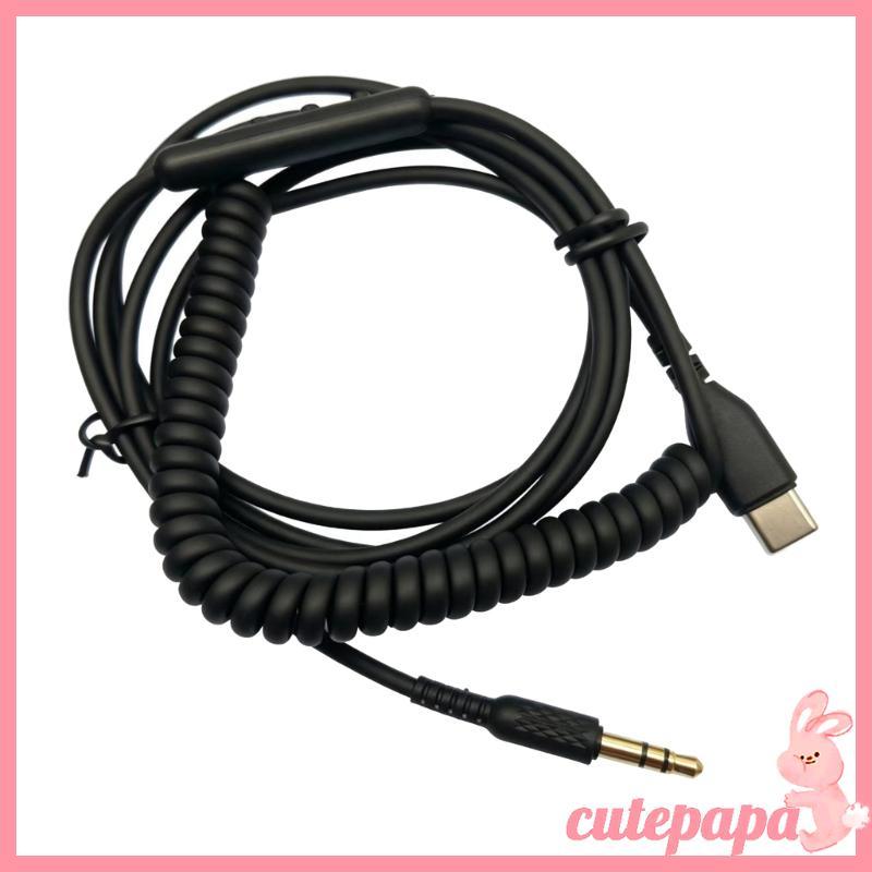 cutepa Substituição USB C Para 3 5Mm Fio Enrolado 5 4 3 2 1 Microfone Linha E Controles Ouvir Me