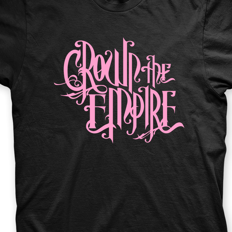 Camiseta Crown The Empire Preta e Rosa em Silk 100% Algodão