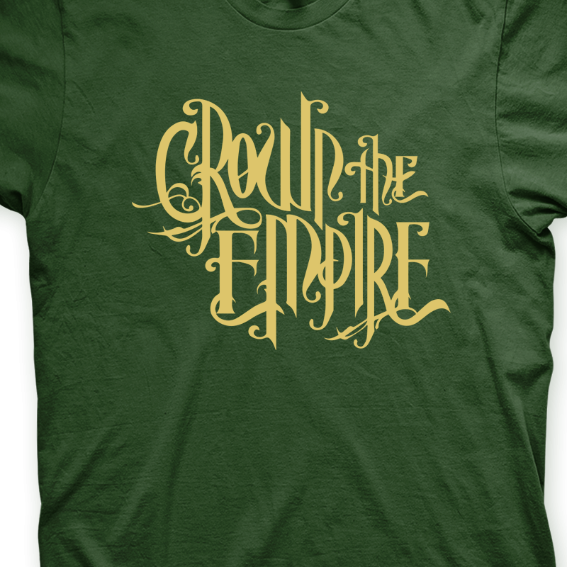 Camiseta Crown The Empire Musgo e Dourado em Silk 100% Algodão
