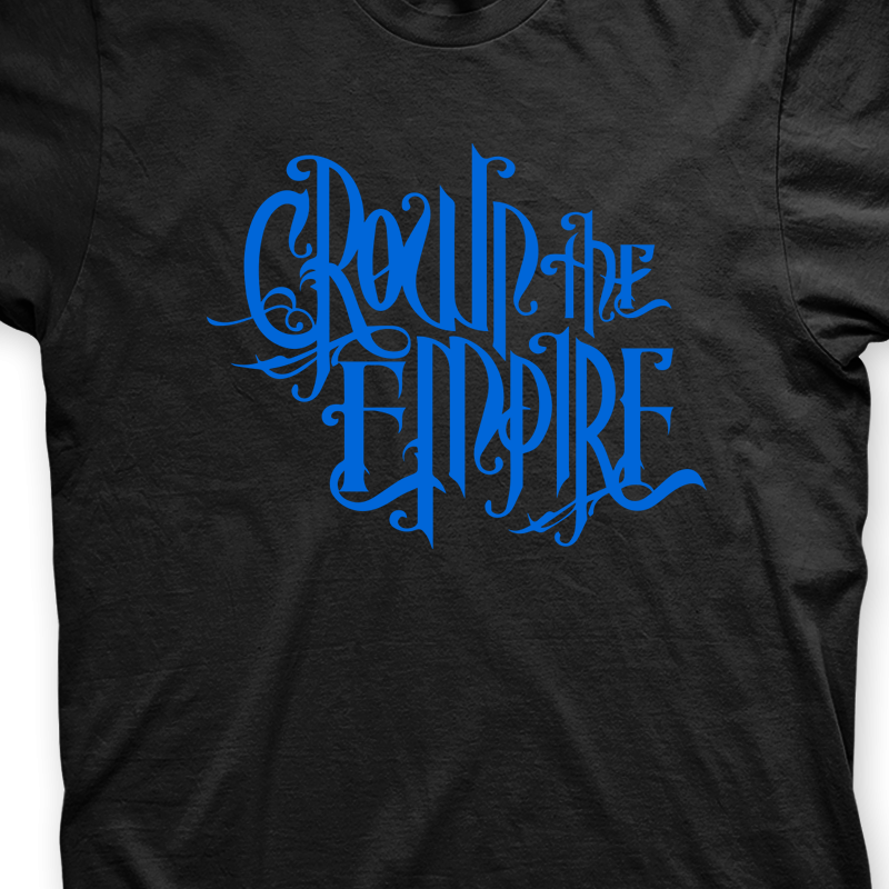 Camiseta Crown The Empire Preta e Azul Claro em Silk 100% Algodão