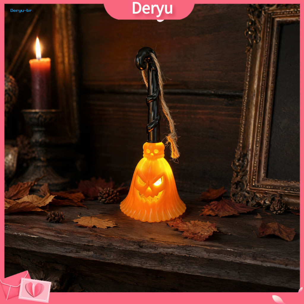 Halloween Broom Light Decorative Lamp Pumpkin Led Hanging Witch Spooky Party Decoration Outdoor Indoor Festival Lighting