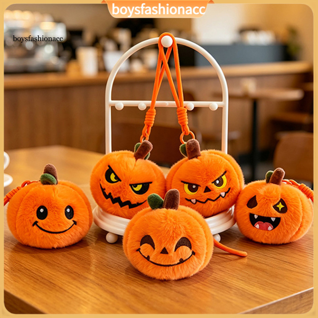 Halloween Pumpkin Plush Keychain Cute Mini Stuffed Toy Pendant Soft Doll Bag Charm Spooky Festival Decoration Hanging Or