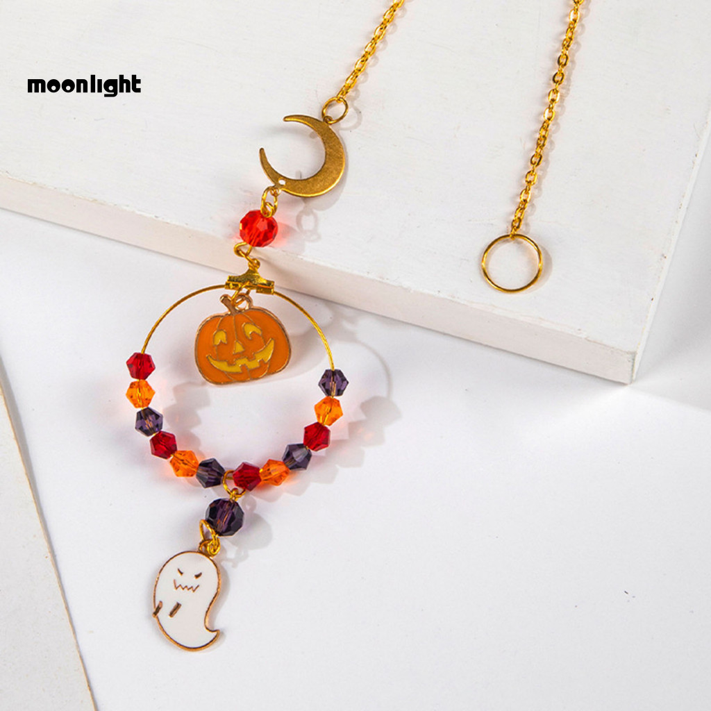 Halloween Pumpkin Hanging Decoration Spooky Moon Star Ghost Ornament Holiday Party Car Rearview Mirror Suncatcher Wind C
