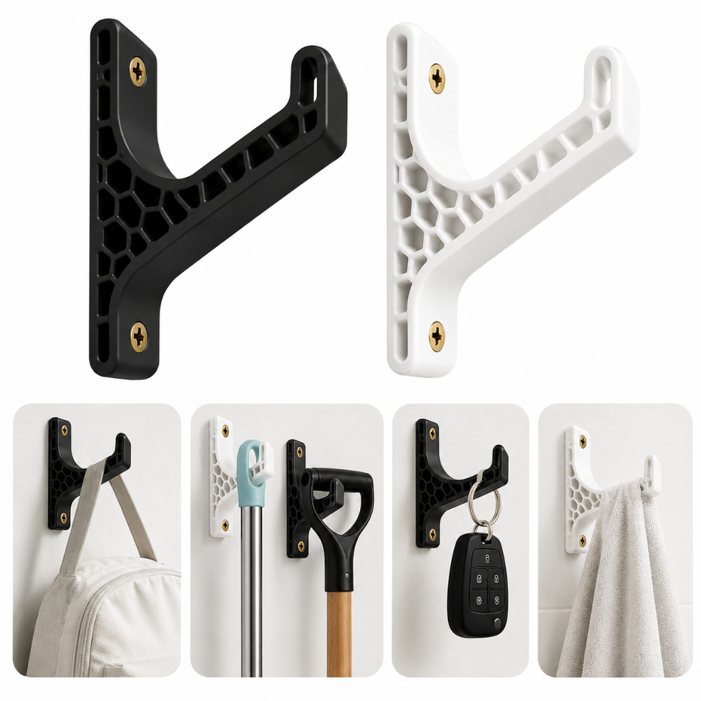Kit 2 Gancho Parede Suporte Reforçado Multiuso Funcional Resistente Pendurar Porta Cabide