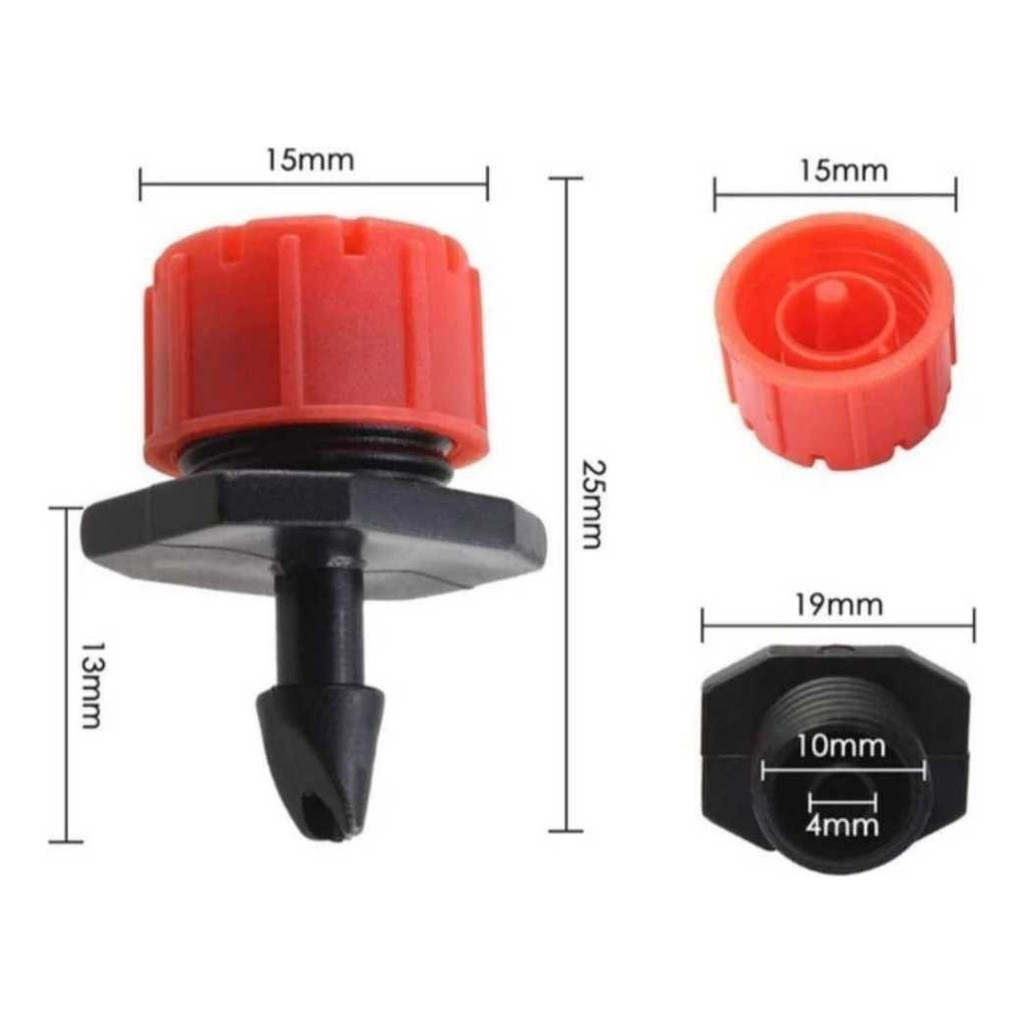 Kit 10 Un. Micro Gotejador Regulável Bico Irrigação Tubo 4mm