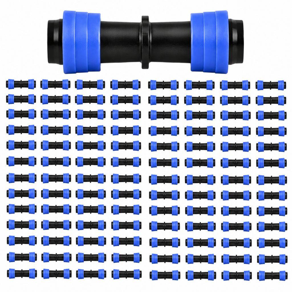 Uniao Emenda Para Fita Gotejadora Anel Liso Rsb Kit 100 Und  União mangueira 16mm Conector União 16mm Mangueira Irrigaçã