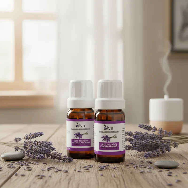 Kit com 2 Óleos Essenciais de Lavanda 100% Puro - Alva - Frasco de vidro e gotejador com 10 ml cada