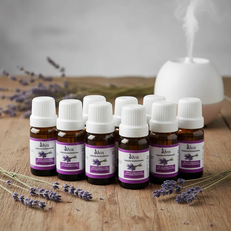 Kit com 10 Óleos Essenciais de Lavanda 100% Puro - Alva - Frasco de vidro e gotejador com 10 ml cada