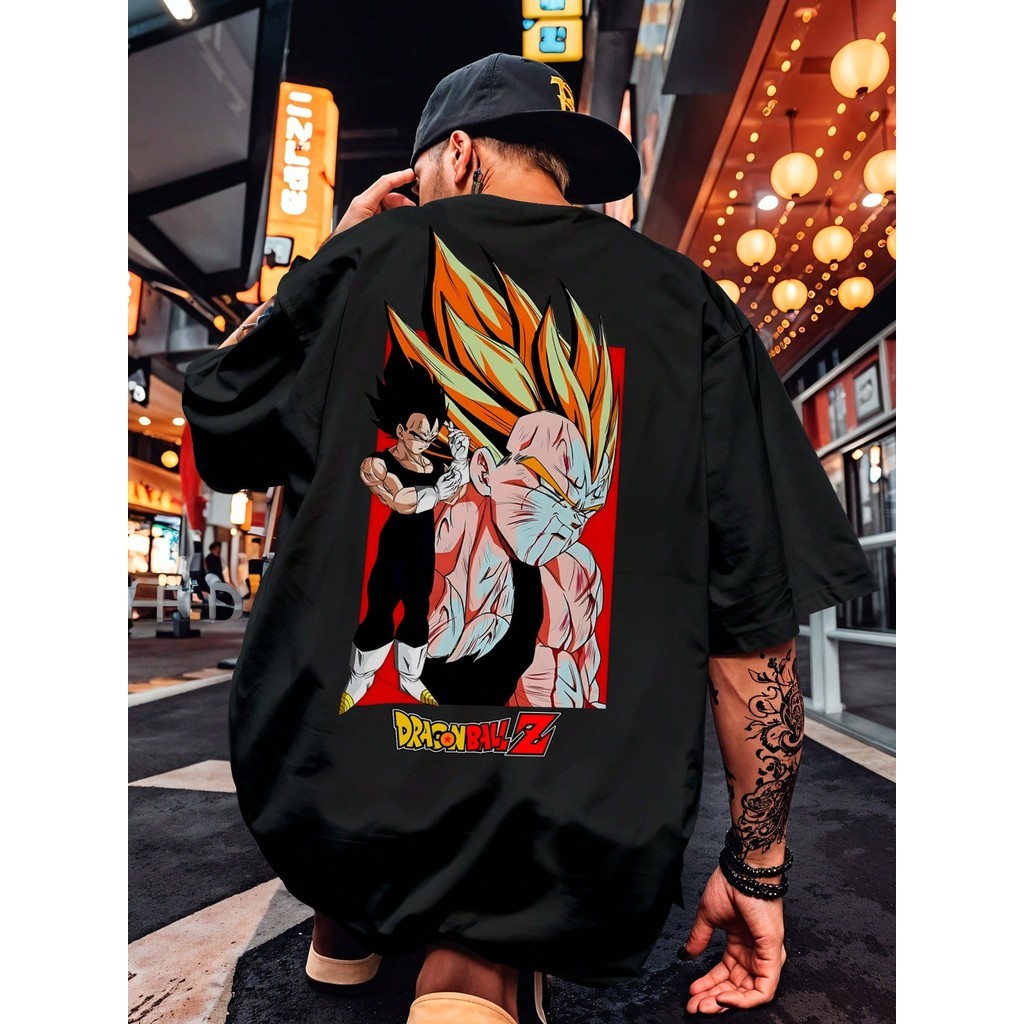 Camisa Camiseta Oversized Streetwear Dragon Vegeta Super Saiyajin Projeção Energia Telecinesia Ball Série Desenho
