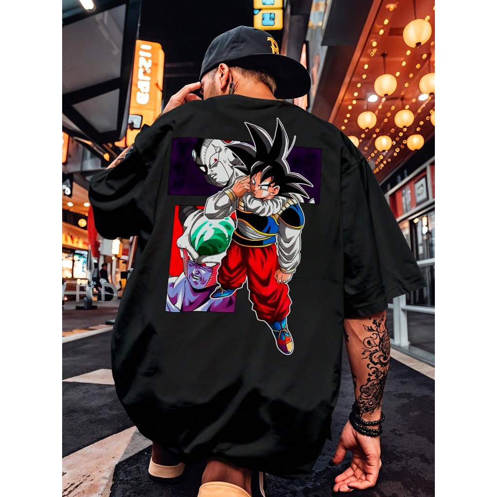 Camiseta Streetwear  Dragon Goku Freeza Vilões Evolução Ball Teletransporte Desenho Série Camisa 100% Algodão