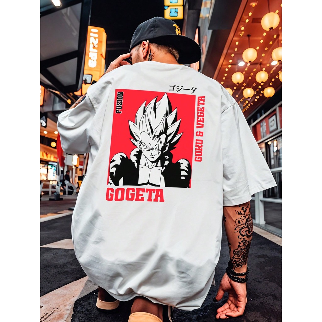 Camiseta Streetwear  Dragon Gogeta Goku Trunks Vegeta Fusão Evolução Ball Anime Série Camisa 100% Algodão