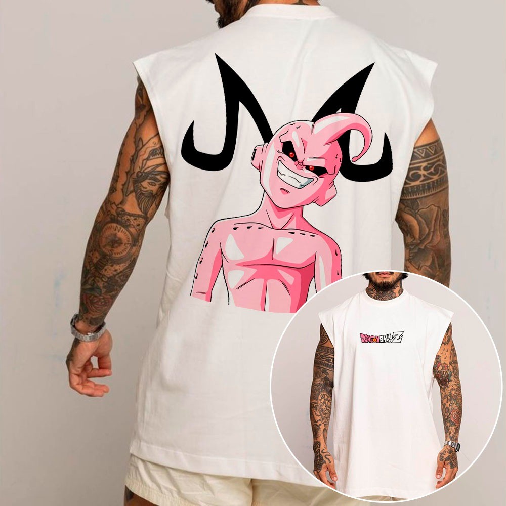 Regata Masculina Oversized Algodão Reforçada Estampa Dragon Ball Z Majin Boo Série Anime