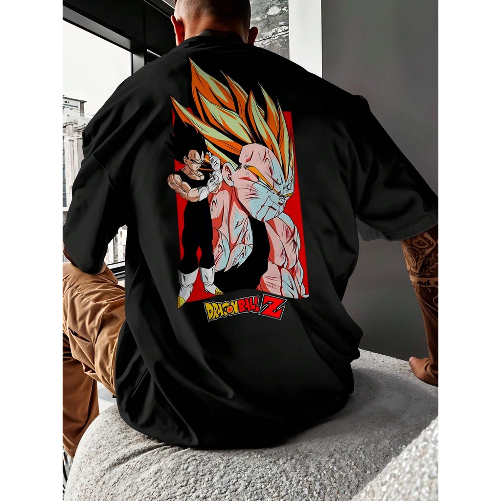 Camiseta Oversized Streetwear Dragon Ball Vegeta Super Saiyajin Projeção Energia Telecinesia Ball Série Desenho