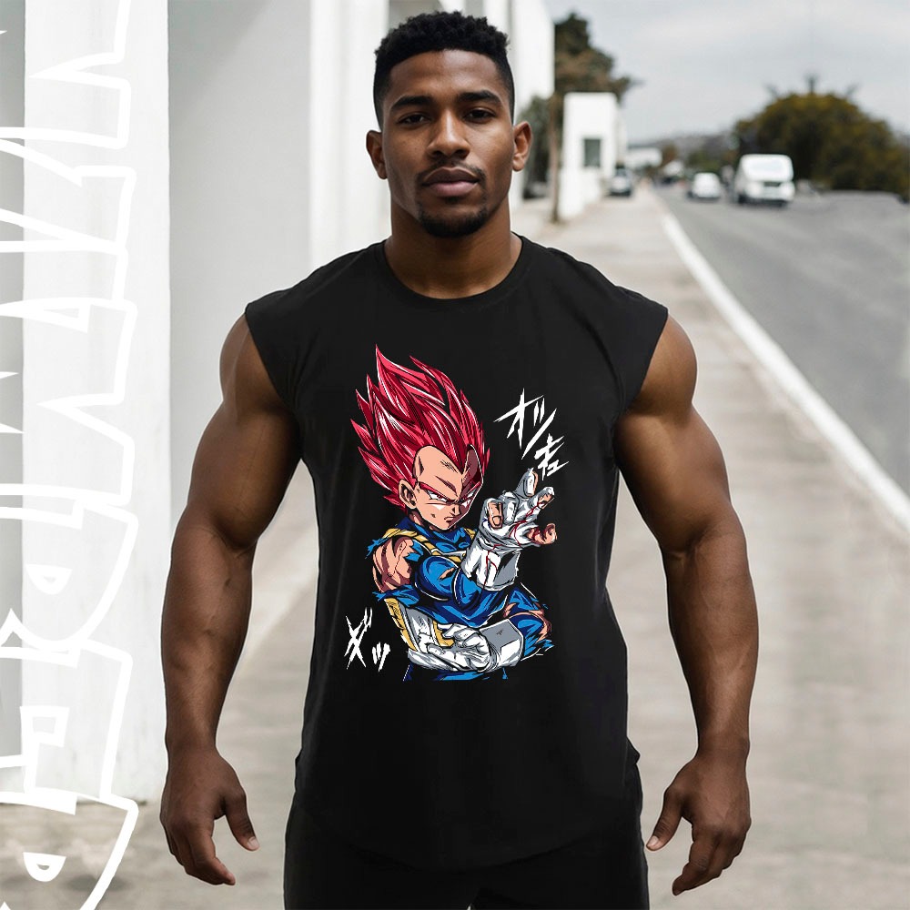 Camiseta regata oversized Vegeta Super Saiyajin Deus Dragon Ball Série Cartoon em algodao unissex
