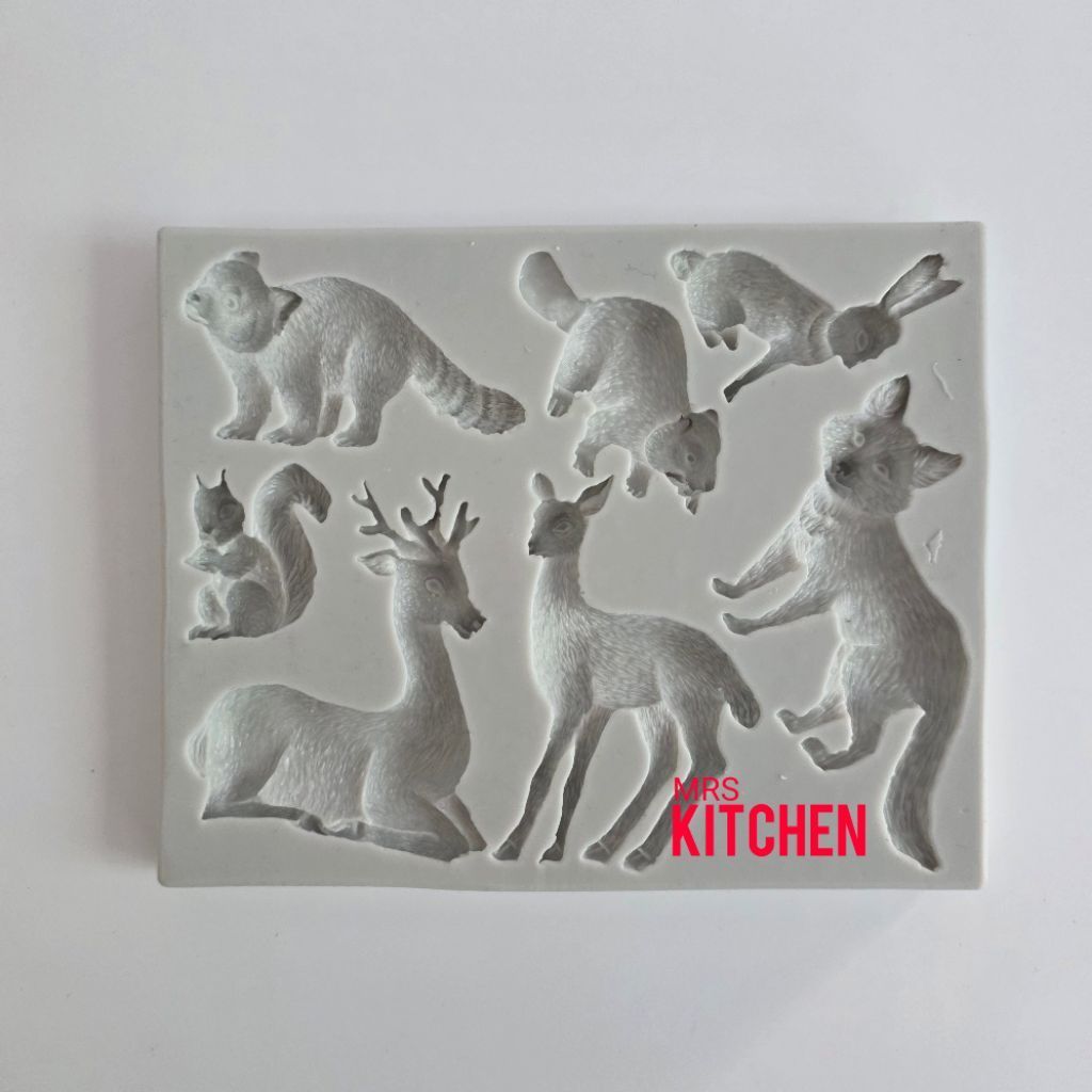 Molde De SILICONE Floresta DEER Esquilo Coelho FOX BEEVER WOODLAND Animais CHOCOLATE Fondant Argila