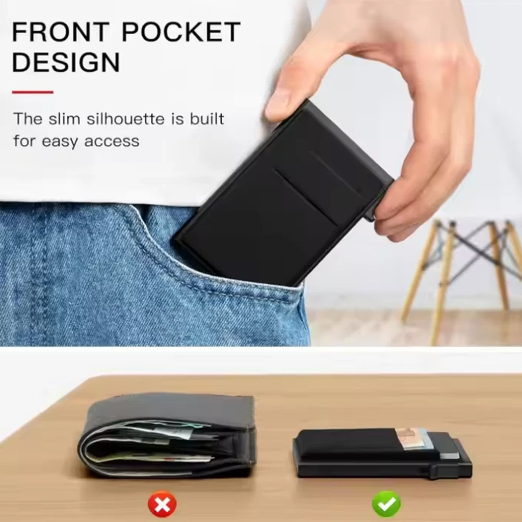 [layanist] Rfid Pop Up Bank Titular Do Cartão De Crédito Slim Thin Mini Men Carteiras Anti Roubo Metal Card Holder Caso