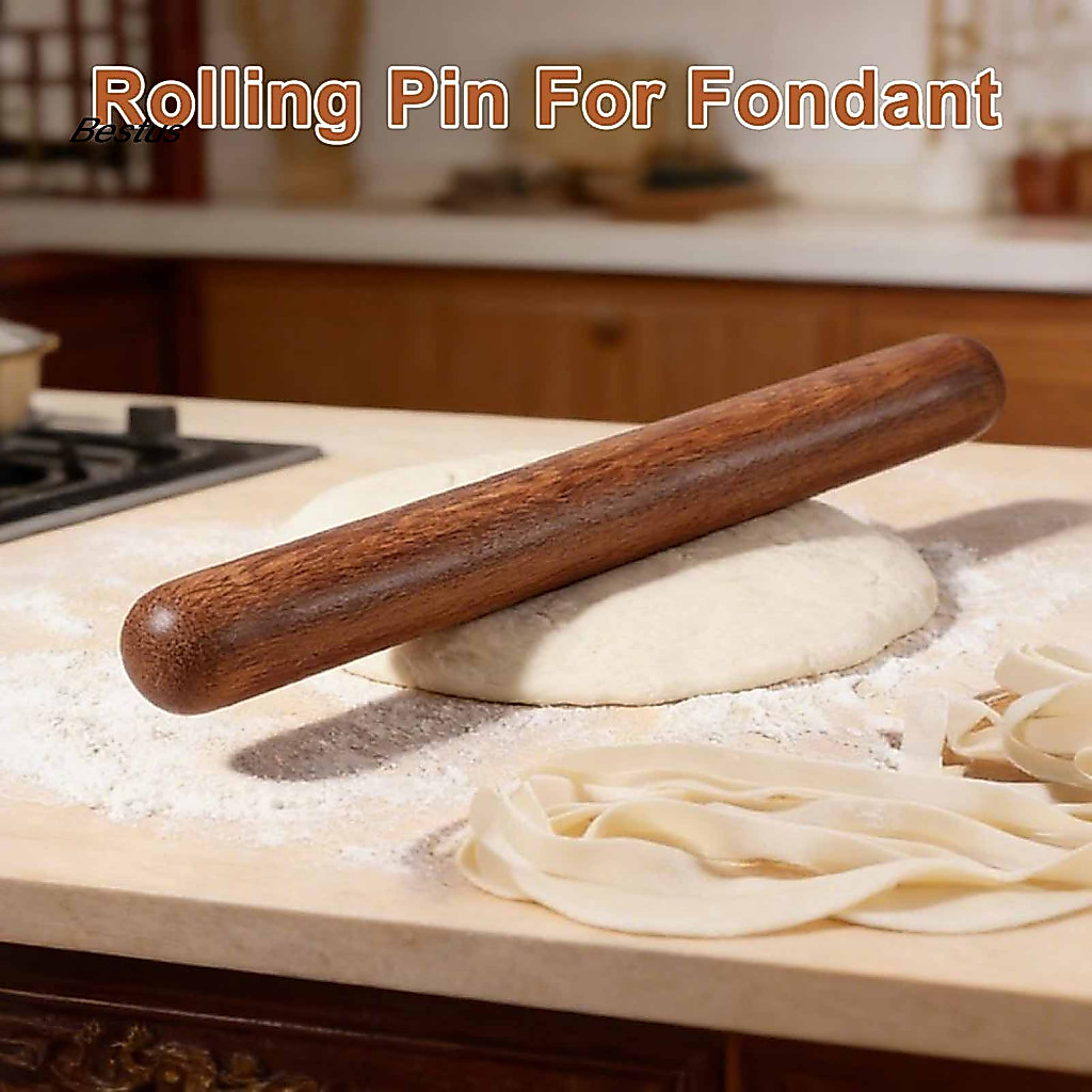 Wooden Rolling Pin Natural Solid Wood Anti-stick Dough Roller for Fondant Pie Crust Cookies Bread Pizza Dumplings Multi-